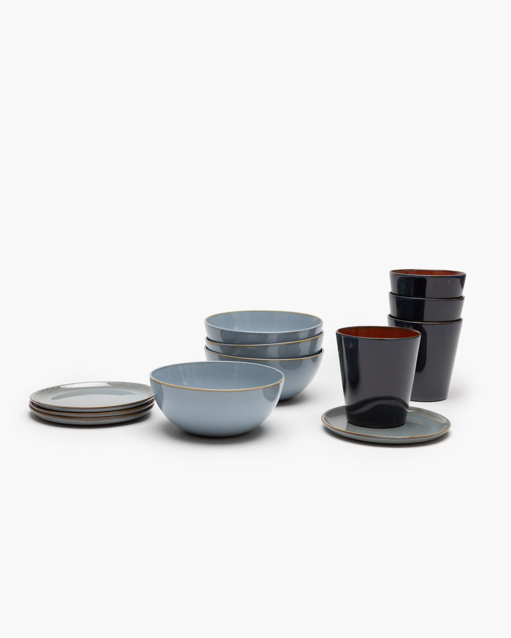 Breakfast Set 12 pieces - Terres de rêves tableware by Anita Le Grelle - smoky blue