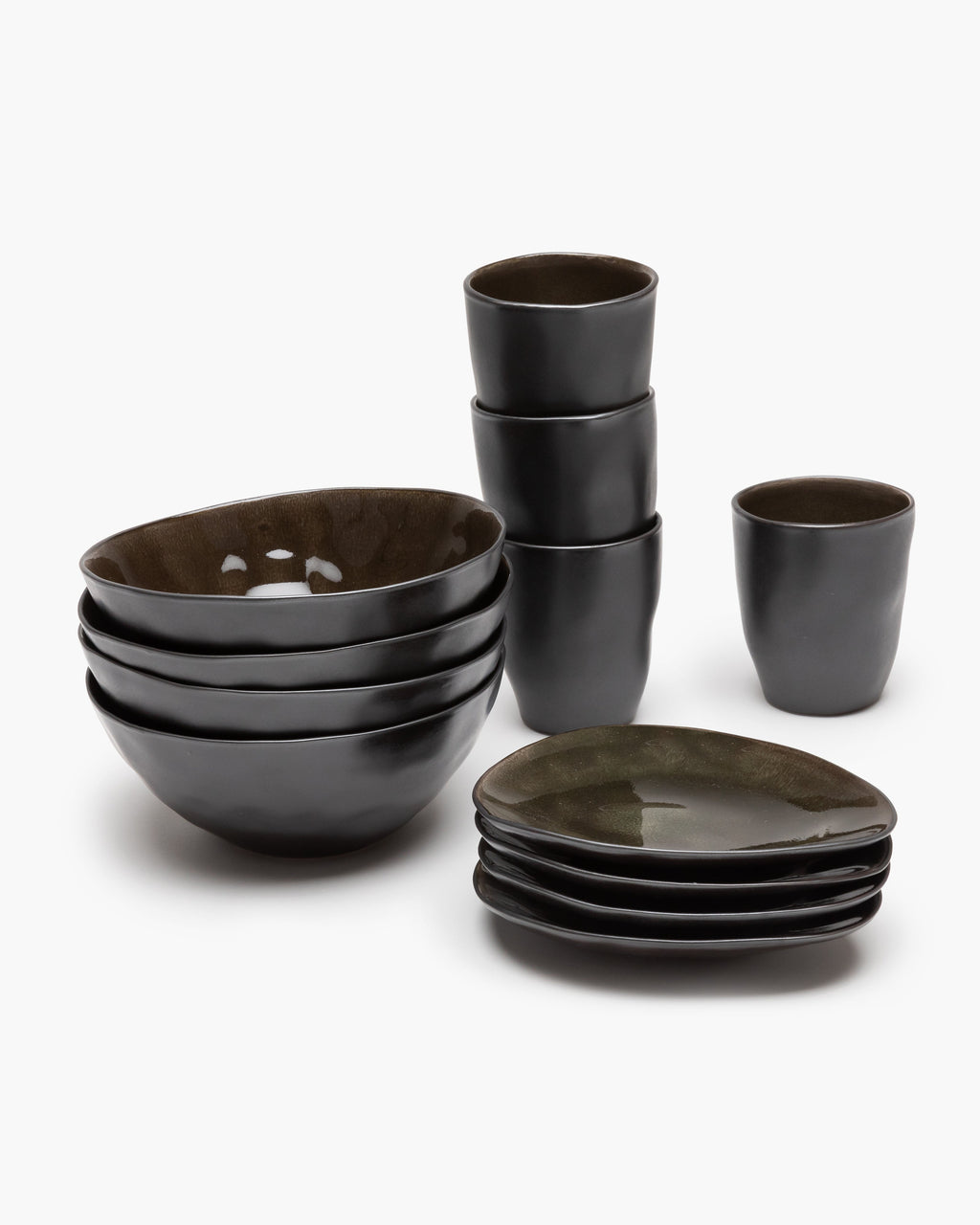 Breakfast Set 12 pieces - Pure tableware by Pascale Naessens - dark gray