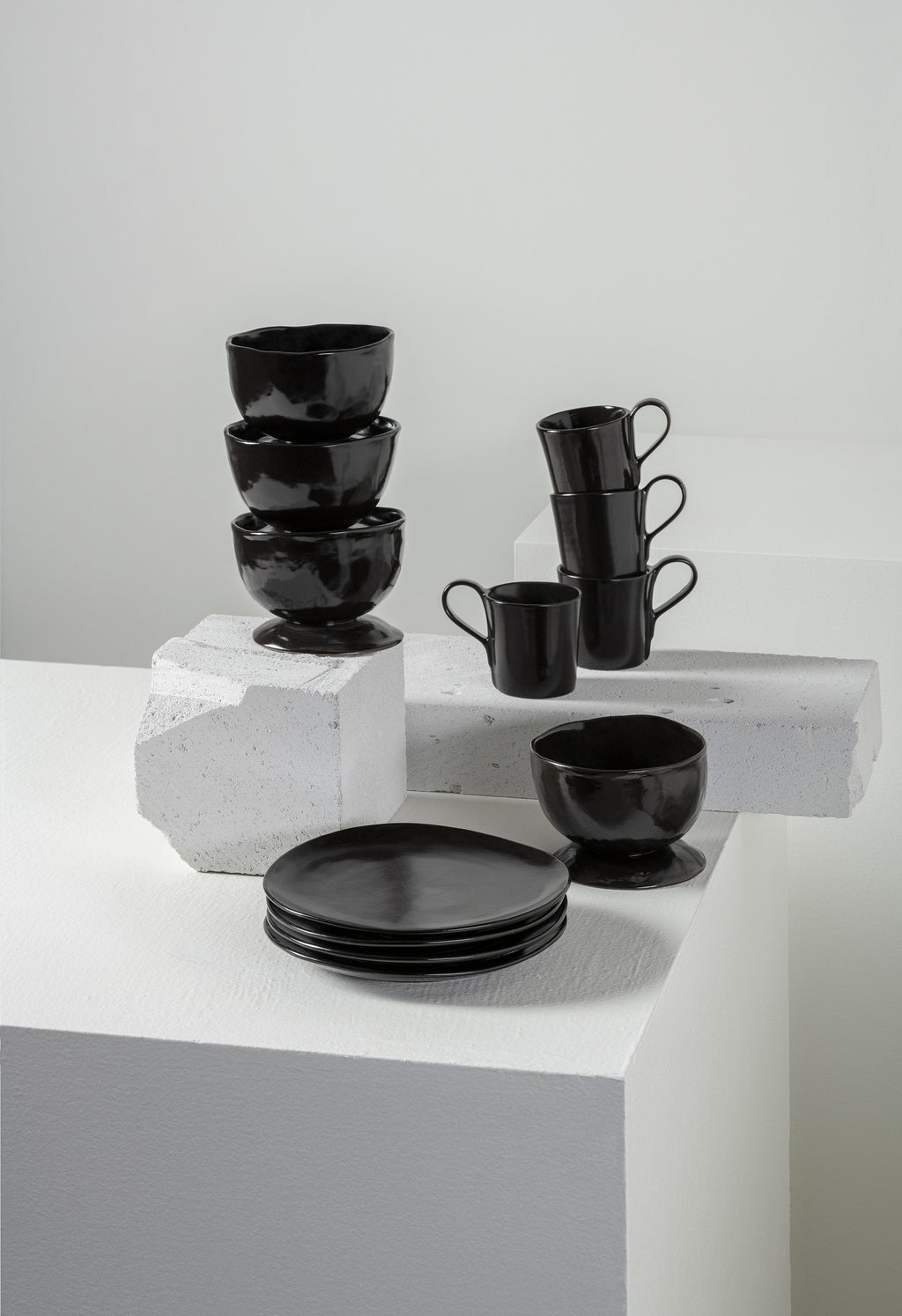 Breakfast Set 12 pieces - La Mère tableware by Marie Michielssen - dark brown