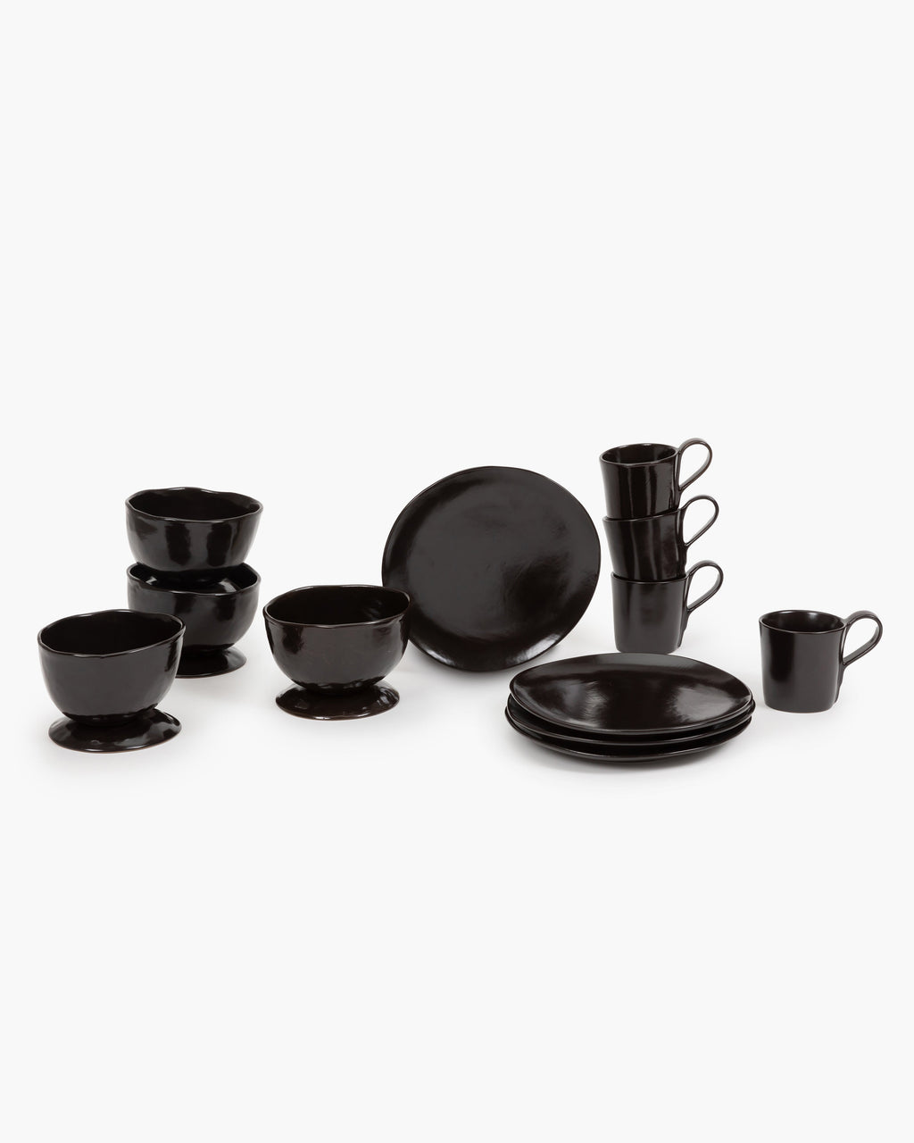Breakfast Set 12 pieces - La Mère tableware by Marie Michielssen - dark brown