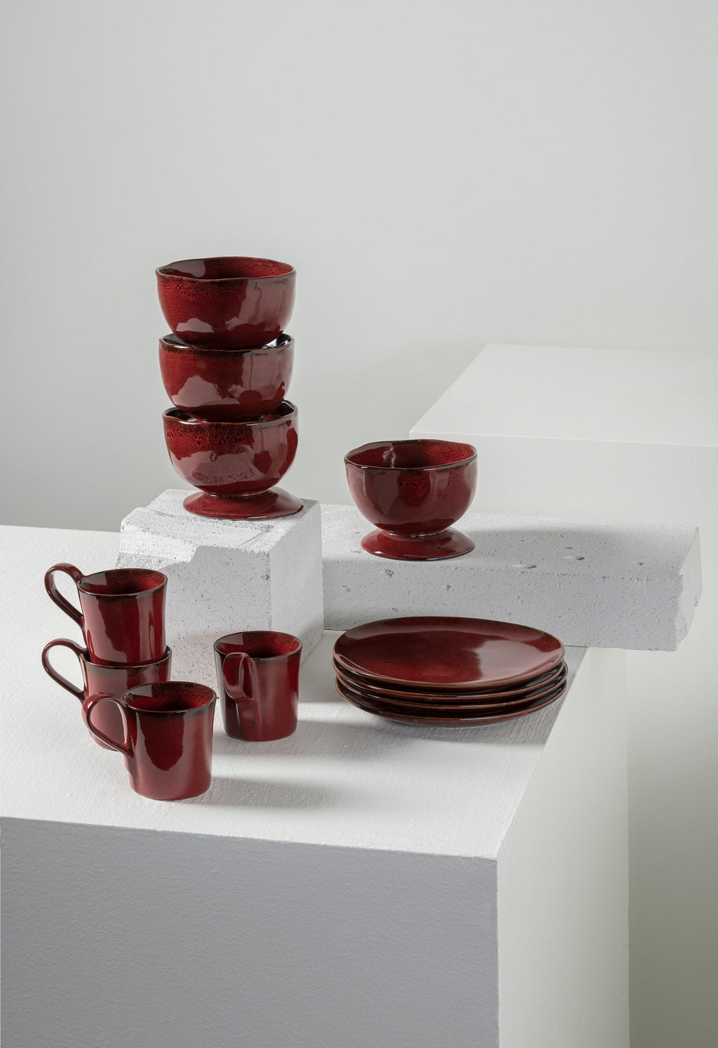 Breakfast Set 12 pieces - La Mère tableware by Marie Michielssen - venetian red