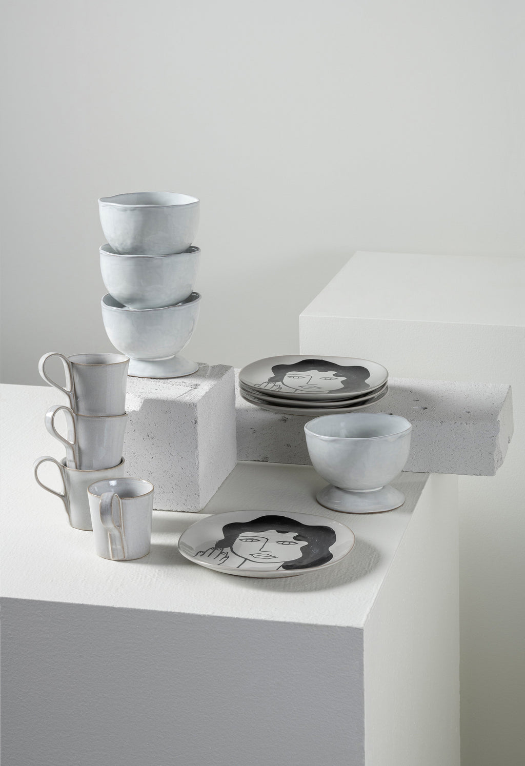 Breakfast Set 12 pieces - La Mère tableware by Marie Michielssen - off-white