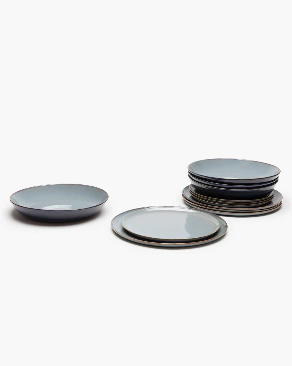 Dinner Set 12 pieces - Terres de rêves tableware by Anita Le Grelle - smoky blue