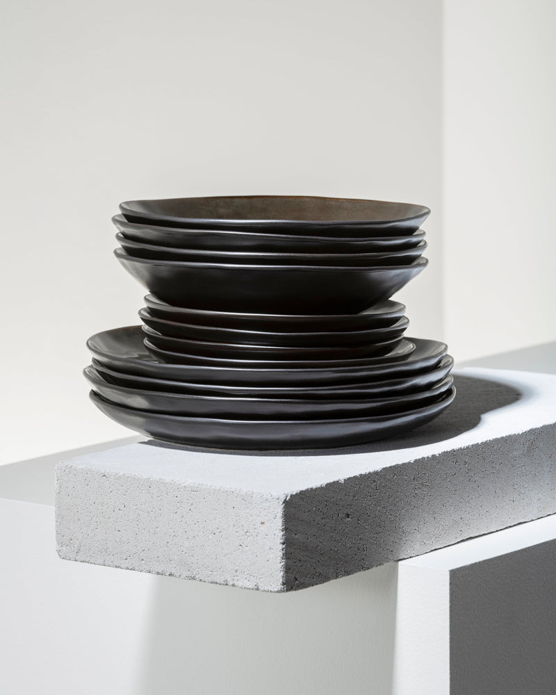 Set da cena 12 pezzi - Porcellana pura di Pascale Naessens - grigio scuro