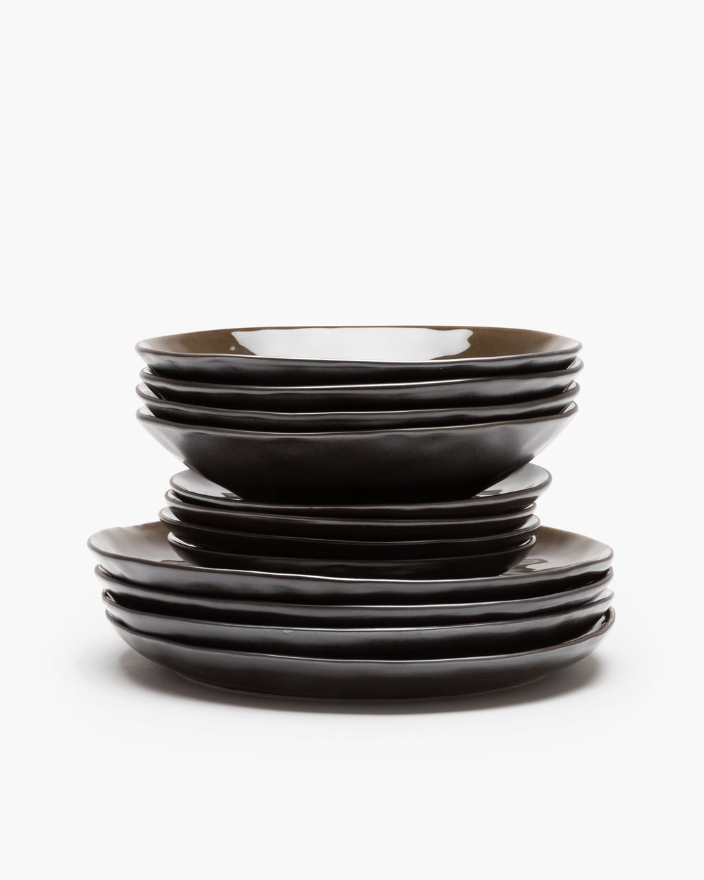 Set da cena 12 pezzi - Porcellana pura di Pascale Naessens - grigio scuro