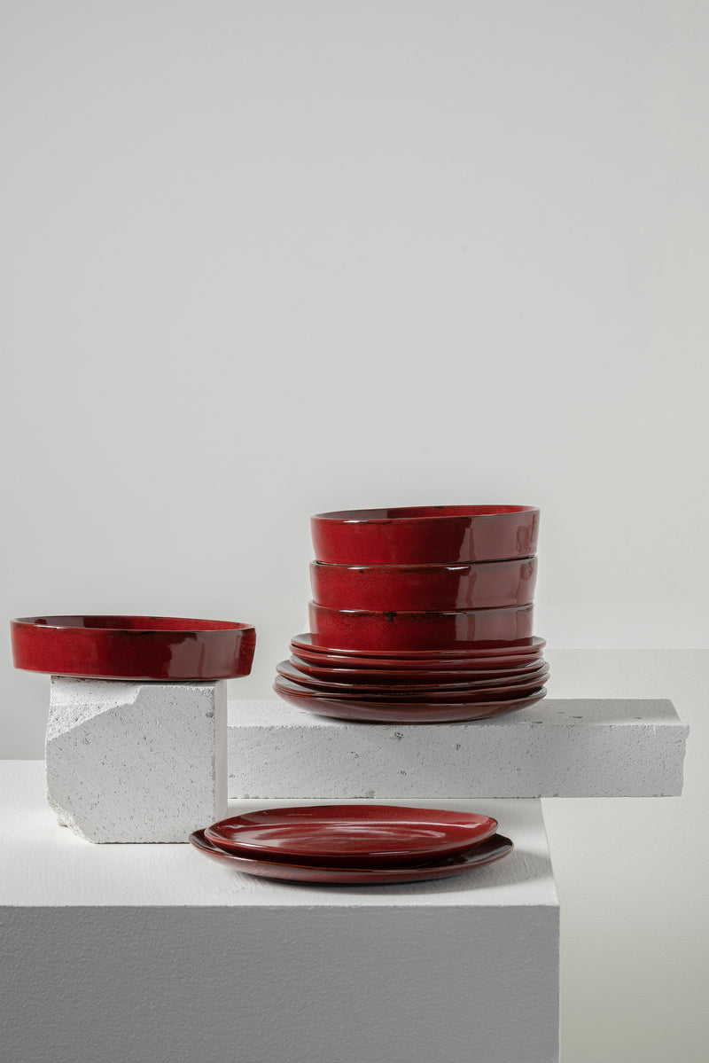 Set da cena 12 pezzi - La Mère stoviglie di Marie Michielssen - rosso veneziano