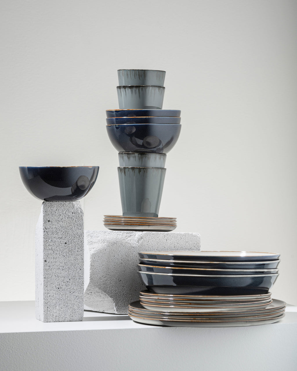 Full Set 24 pieces - Terres de rêves tableware by Anita Le Grelle - misty gray
