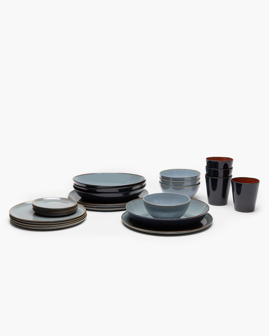 Full Set 24 pieces - Terres de rêves tableware by Anita Le Grelle - smoky blue