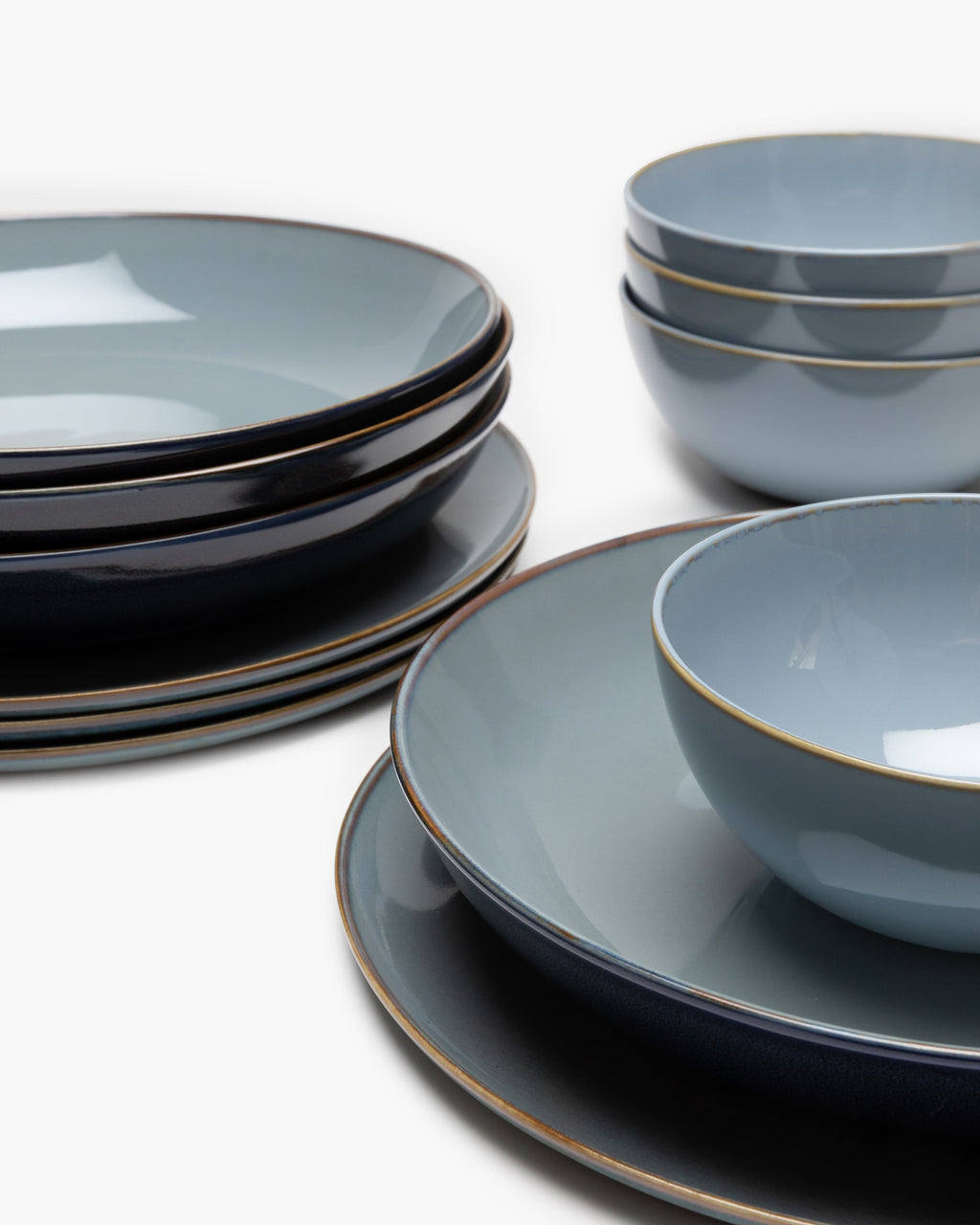 Full Set 24 pieces - Terres de rêves tableware by Anita Le Grelle - smoky blue