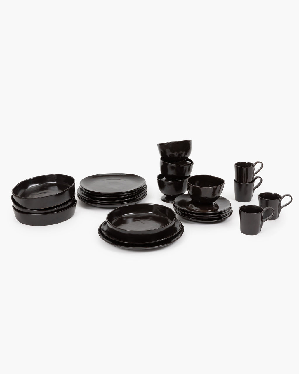 Full Set 24 pieces - La Mère tableware by Marie Michielssen - dark brown