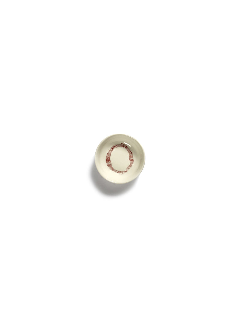DISH XS WHITE SWIRL-STRIPES RED FEAST